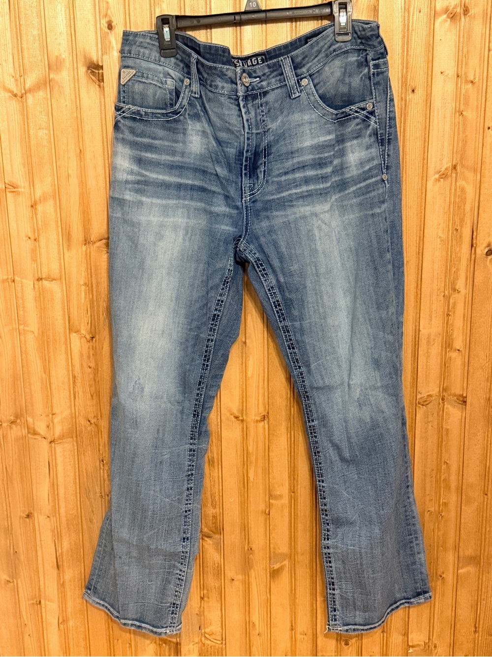 Salvage Supply Co Men's Bootcut Jeans in Light Blue Wash 38x32 the Buckle